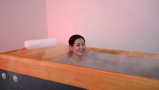 Woman Sitting In Medical Saunas Cold Plunge